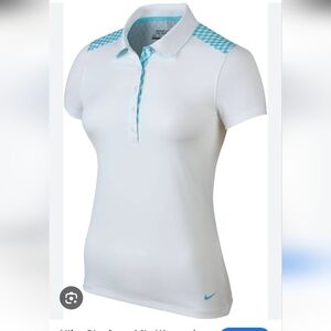 Nike Gingham Mix Women's Golf Polo White/Clearwater L NWT